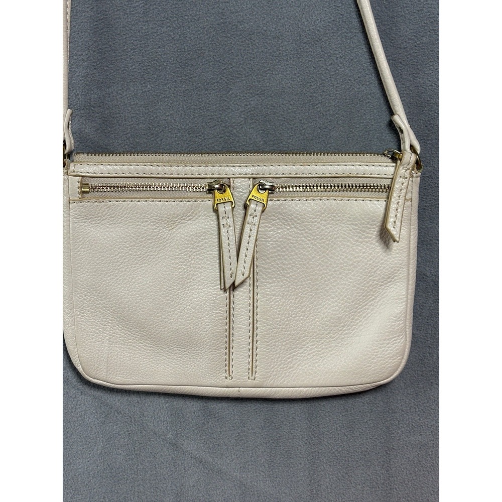 FOSSIL WOMENS ALL LEATHER OFF WHITE SHOULDER BAG